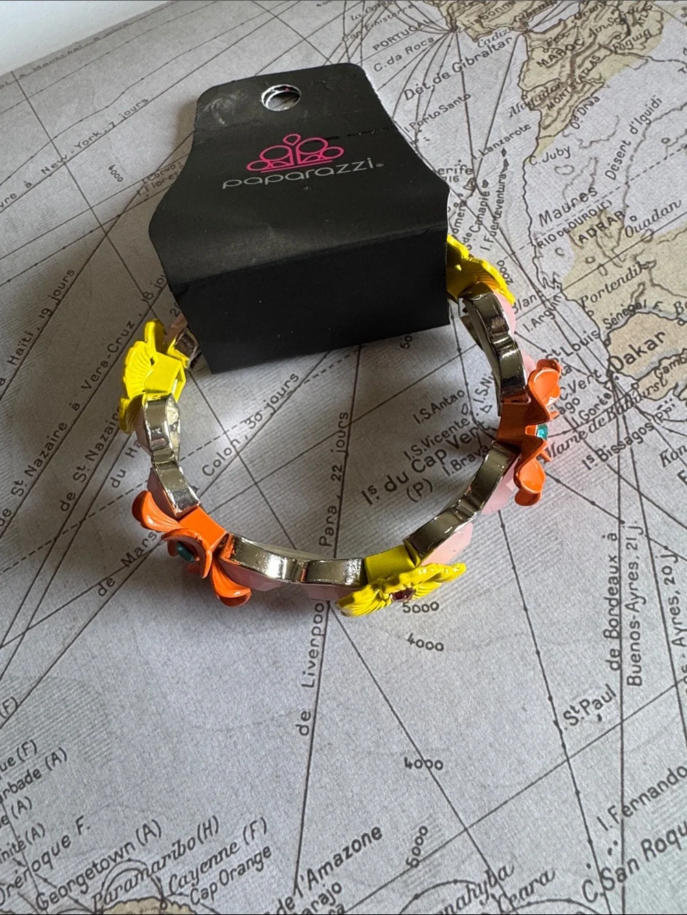 paparazzi Yellow, Orange & Pink Floral Hair Clip